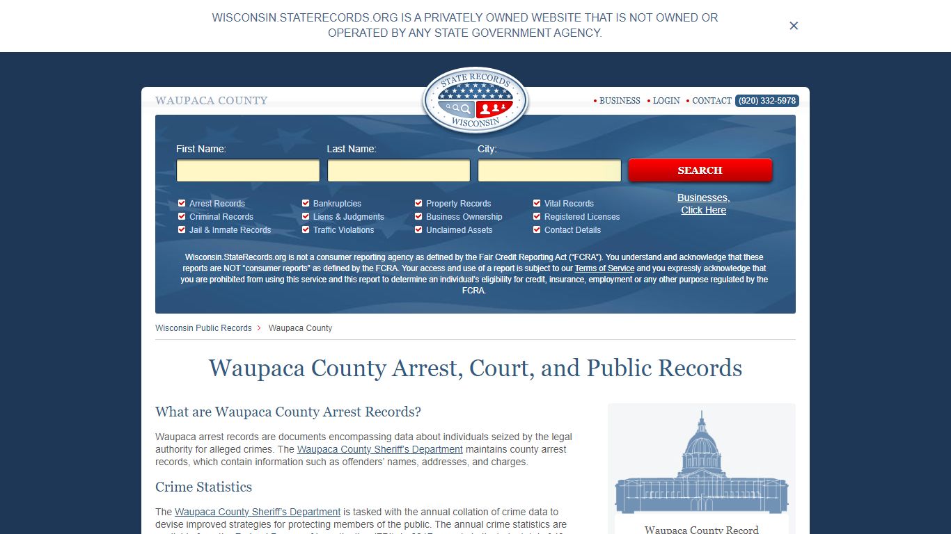 Waupaca County Arrest, Court, and Public Records